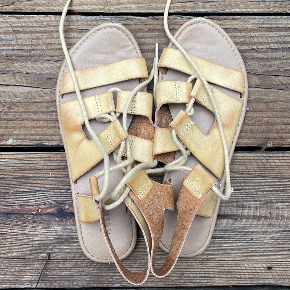 MIA Tan Lace-up Gladiator Sandals